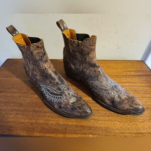 Men's Old Gringo Mexicana Crystal Eagle Brown Western Ankle Boots Size 10